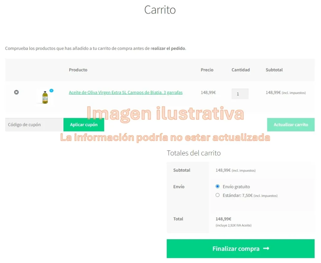 como comprar. página del carrito