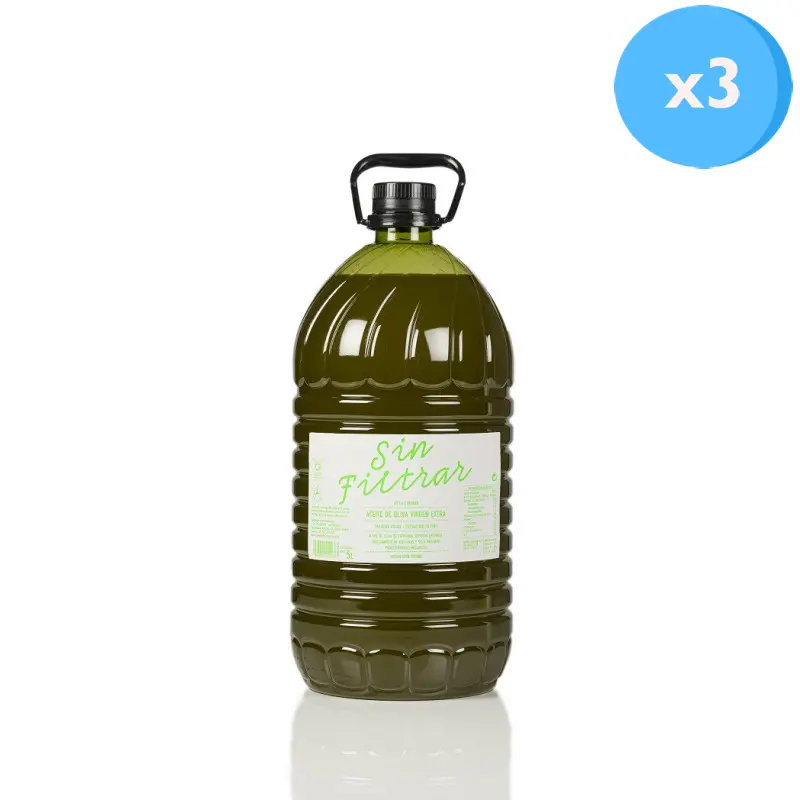 Aceite de Oliva Virgen Extra Sin Filtrar 5L La Carrera 3 garrafas