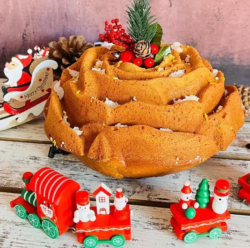 Bundt cake de Roscón de Reyes con crema pastelera de turrón. Imagen 03