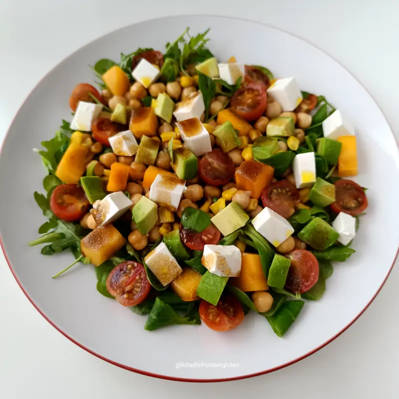 Ensalada de garbanzos, aguacate y caqui. Imagen 01