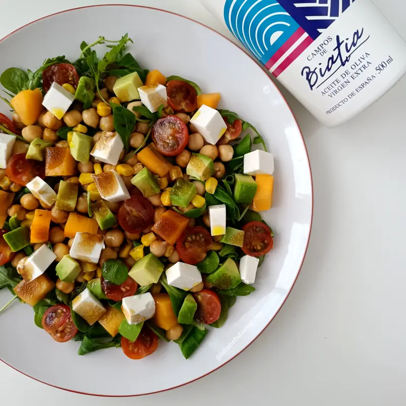 Ensalada de garbanzos, aguacate y caqui. Imagen 03