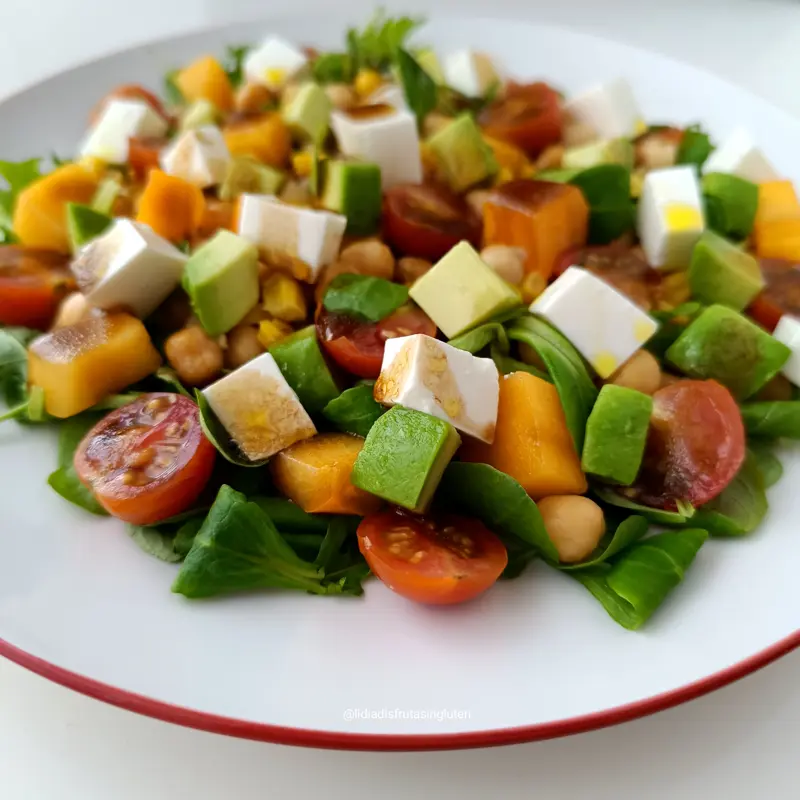 Ensalada de garbanzos, aguacate y caqui. Imagen 04