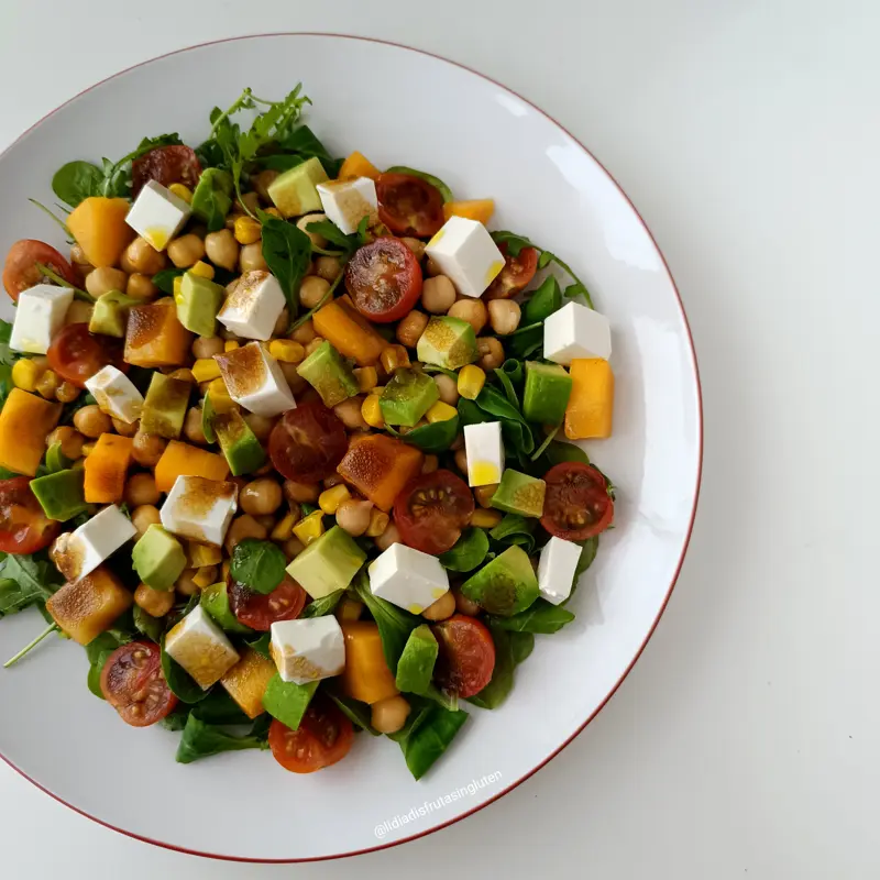 Ensalada de garbanzos, aguacate y caqui. Imagen 05
