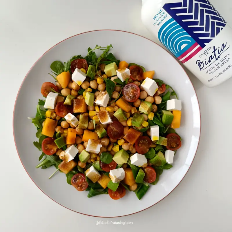 Ensalada de garbanzos, aguacate y caqui. Imagen 06