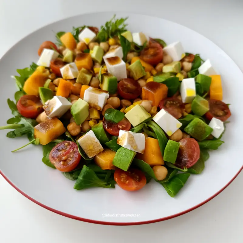 Ensalada de garbanzos, aguacate y caqui. Imagen 07