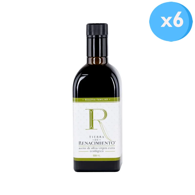 AOVE aceite de oliva virgen extra ecológico picual de Baeza (Jaén) Tierra del Renacimiento 500ml. 6 unidades