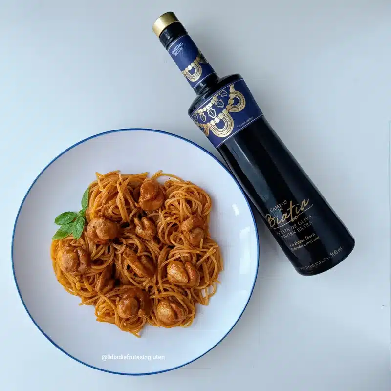Pasta sin gluten AOVE con zamburiñas. Imagen 02