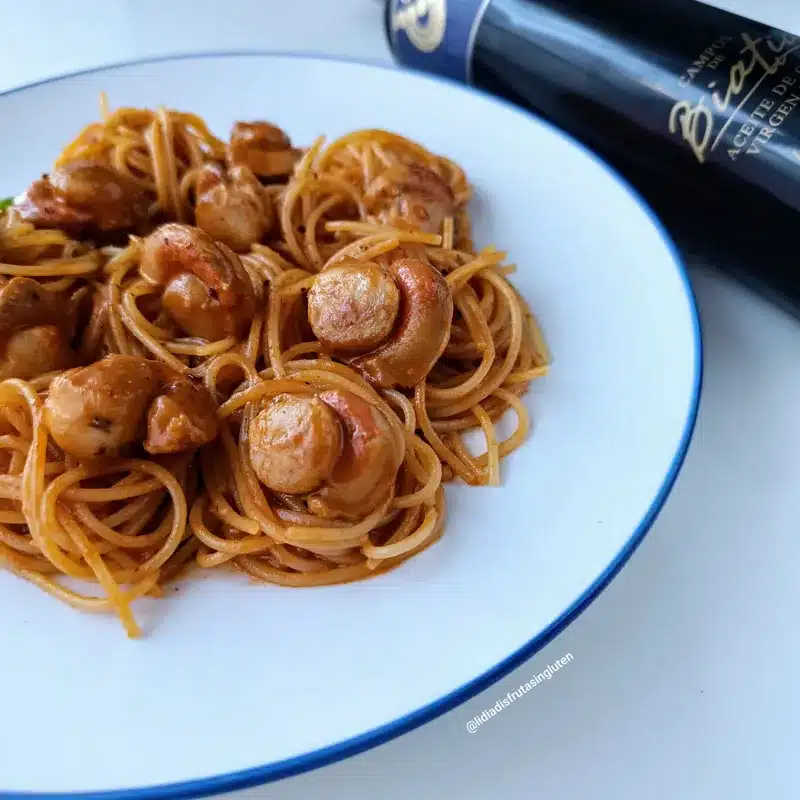 Pasta sin gluten AOVE con zamburiñas. Imagen 03