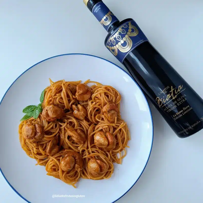 Pasta sin gluten AOVE con zamburiñas. Imagen 05
