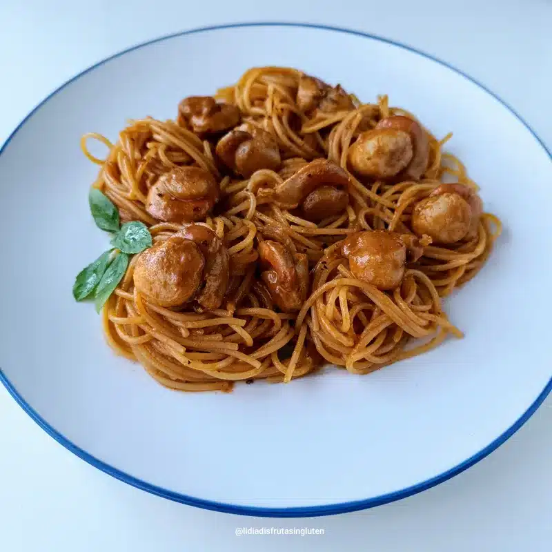 Pasta sin gluten AOVE con zamburiñas. Imagen 07