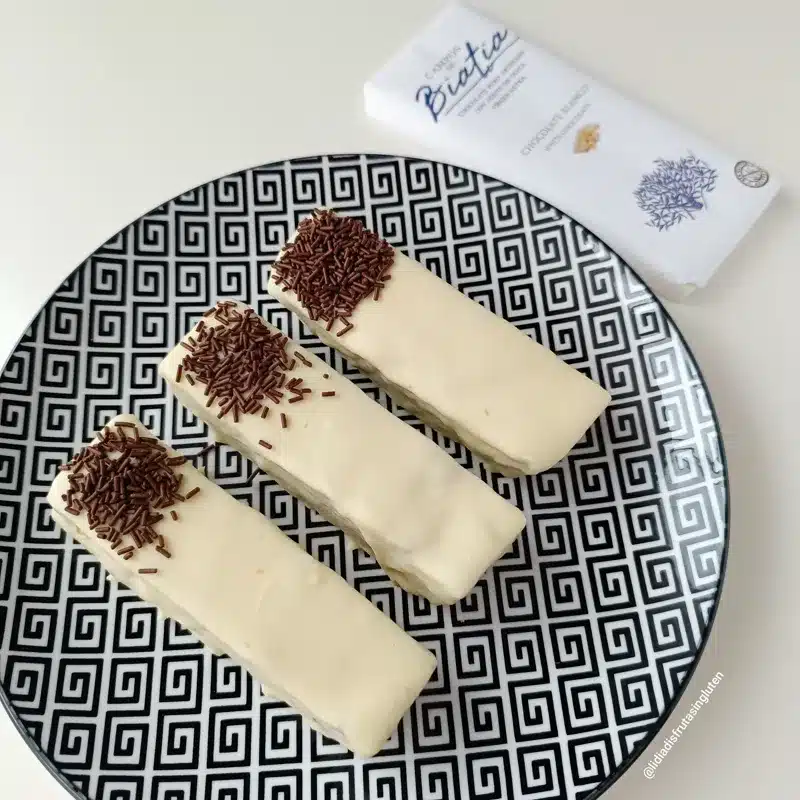 Barritas de chocolate blanco sin gluten y mermelada de higos. Imagen 03