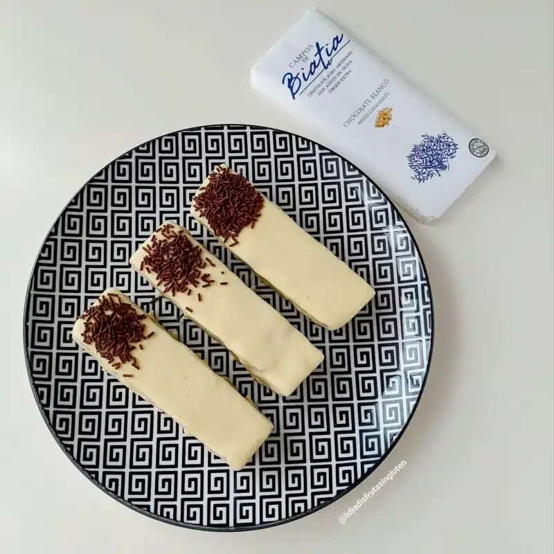 Barritas de chocolate blanco sin gluten y mermelada de higos. Imagen 04