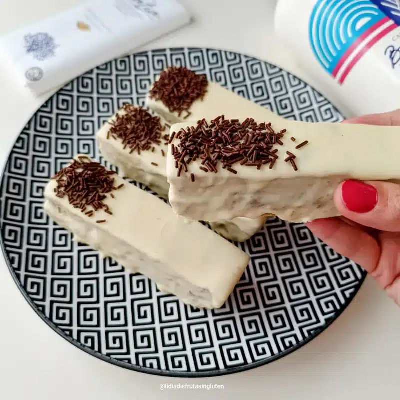 Barritas de chocolate blanco sin gluten y mermelada de higos. Imagen 05