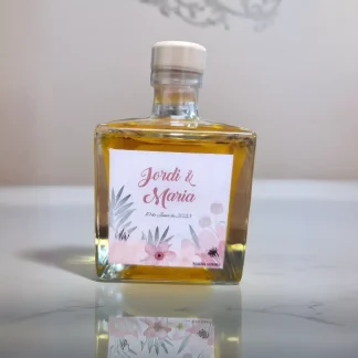 Frasco de cristal personalizado de 100ml de AOVE Campos de Biatia. Imagen 1.