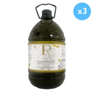 Aceite de oliva ecológico Tierra de Renacimiento 5L picual. 3 garrafas
