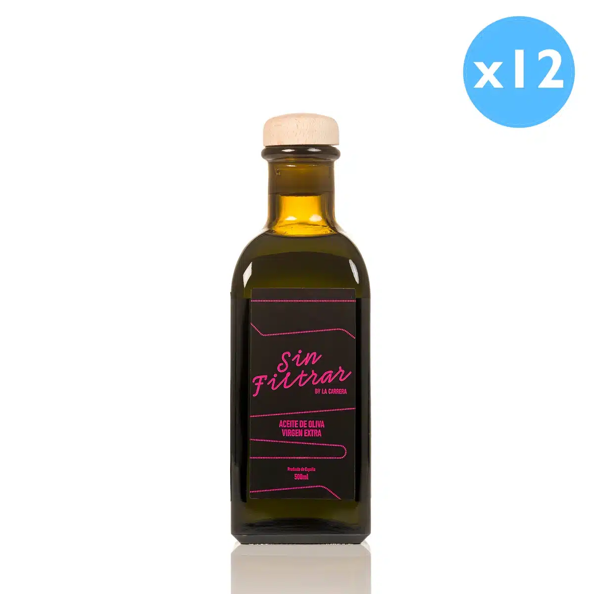 Aceite de oliva virgen extra sin filtrar La Carrera. 12 tarros